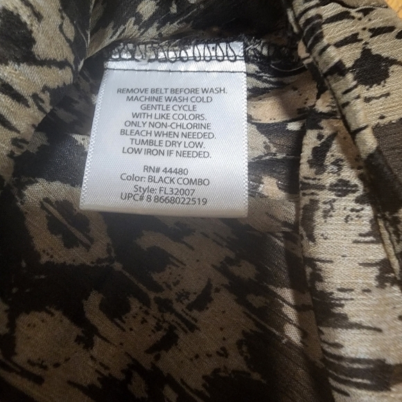 Faded Glory L (12-14) Black Combo Ikat Print Peasant Blouse Tunic Top - Picture 6 of 15